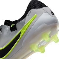 Nike Tiempo Legend 10 Elite Gazon Naturel Chaussures de Foot (FG) Argenté Noir Néon Jaune