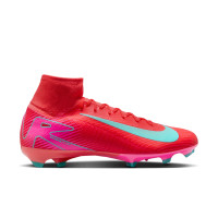 Nike Zoom Mercurial Superfly 10 Pro Gazon Naturel Chaussures de Foot (FG) Rouge Turquoise Rose