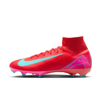 Nike Zoom Mercurial Superfly 10 Pro Gazon Naturel Chaussures de Foot (FG) Rouge Turquoise Rose