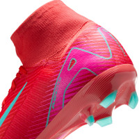 Nike Zoom Mercurial Superfly 10 Pro Gazon Naturel Chaussures de Foot (FG) Rouge Turquoise Rose