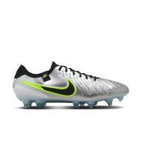 Nike Tiempo Legend 10 Elite Crampons Vissés Chaussures de Foot (SG) Anti-Clog Argenté Noir Néon Jaune