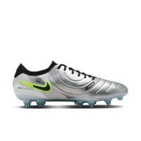 Nike Tiempo Legend 10 Elite Crampons Vissés Chaussures de Foot (SG) Anti-Clog Argenté Noir Néon Jaune