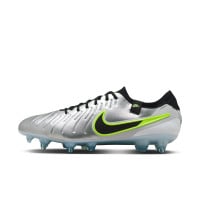 Nike Tiempo Legend 10 Elite Crampons Vissés Chaussures de Foot (SG) Anti-Clog Argenté Noir Néon Jaune