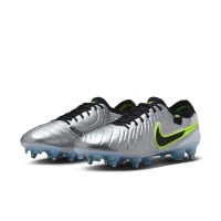 Nike Tiempo Legend 10 Elite Crampons Vissés Chaussures de Foot (SG) Anti-Clog Argenté Noir Néon Jaune