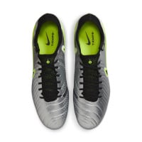 Nike Tiempo Legend 10 Elite Crampons Vissés Chaussures de Foot (SG) Anti-Clog Argenté Noir Néon Jaune