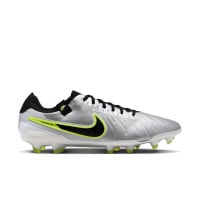 Nike Tiempo Legend 10 Pro Gras Voetbalschoenen (FG) Zilver Zwart Neongeel