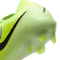 Nike Phantom GX II Elite Gazon Naturel Chaussures de Foot (FG) Néon Jaune Argenté Noir