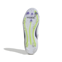 adidas F50 Messi Pro Gras Voetbalschoenen (FG) Kids Wit Paars Zwart