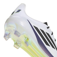 adidas F50 Messi Elite Gazon Naturel Chaussures de Foot (FG) Blanc Mauve Noir