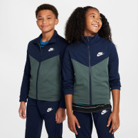 Survêtement Nike Sportswear à fermeture éclair intégrale pour enfants, bleu foncé, vert, blanc