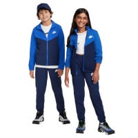 Survêtement Nike Sportswear à fermeture éclair intégrale pour enfants bleu foncé et blanc