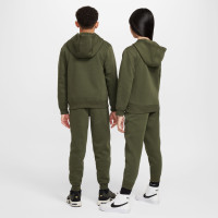 Survêtement polaire Nike Sportswear Club entièrement zippé à capuche pour enfants, vert foncé et blanc