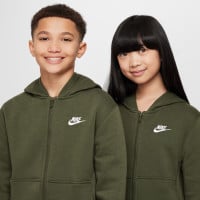 Survêtement polaire Nike Sportswear Club entièrement zippé à capuche pour enfants, vert foncé et blanc