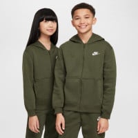 Survêtement polaire Nike Sportswear Club entièrement zippé à capuche pour enfants, vert foncé et blanc