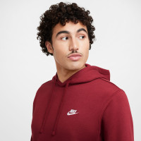 Nike Sportswear Club Fleece Hoodie Donkerrood Wit