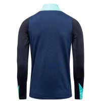 Haut d'entraînement Nike Strike 24 1/4-Zip pour enfant, bleu foncé, turquoise, blanc