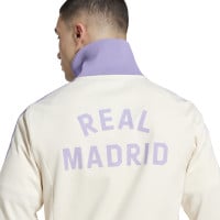 adidas Real Madrid Culturewear Trainingspak Full-Zip 2024-2025 Gebroken Wit Lichtpaars