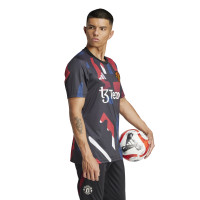 adidas Manchester United Pre-Match Maillot d'Entraînement 2024-2025 Noir Rouge Bleu Blanc