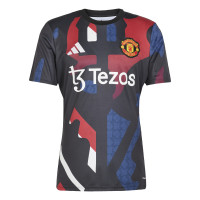 adidas Manchester United Pre-Match Maillot d'Entraînement 2024-2025 Noir Rouge Bleu Blanc