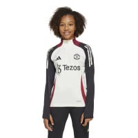 adidas Manchester United Trainingstrui 1/4-Zip 2024-2025 Kids Wit Zwart Rood