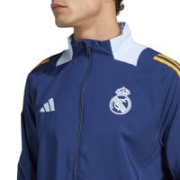 adidas Real Madrid Presentatie Trainingspak Full-Zip 2024-2025 Donkerblauw Oranje Lichtblauw