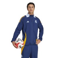 adidas Real Madrid Presentatie Trainingspak Full-Zip 2024-2025 Donkerblauw Oranje Lichtblauw