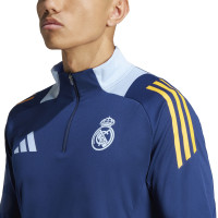 adidas Real Madrid Trainingspak 1/4-Zip 2024-2025 Donkerblauw Oranje Lichtblauw