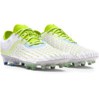 Under Armour Clone Magnetico Elite 3.0 Gazon Naturel Chaussures de Foot (FG) Blanc Vert Clair Bleu