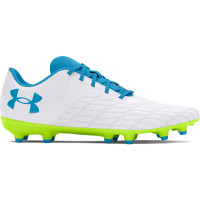 Under Armour Magnetico Select 3.0 Gazon Naturel Chaussures de Foot (FG) Blanc Bleu Vert