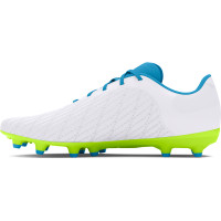 Under Armour Magnetico Select 3.0 Gazon Naturel Chaussures de Foot (FG) Blanc Bleu Vert