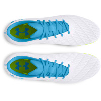 Under Armour Magnetico Select 3.0 Gazon Naturel Chaussures de Foot (FG) Blanc Bleu Vert