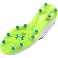 Under Armour Magnetico Select 3.0 Gazon Naturel Chaussures de Foot (FG) Blanc Bleu Vert