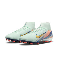 Nike Zoom Mercurial Superfly 10 Academy MDS Gazon Naturel Artificiel Chaussures de Foot (MG) Vert Menthe Bleu Rose Doré