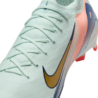 Nike Zoom Mercurial Vapor 16 Pro MDS Gazon Naturel Chaussures de Foot (FG) Vert Menthe Bleu Rose Doré