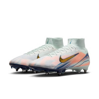 Nike Zoom Mercurial Superfly 10 Elite MDS Crampons Vissés Chaussures de Foot (SG) Vert Menthe Bleu Rose Doré