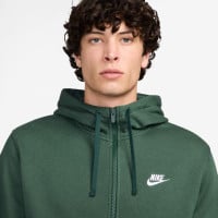 Survêtement polaire Nike Sportswear Club entièrement zippé vert foncé et blanc