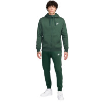 Survêtement polaire Nike Sportswear Club entièrement zippé vert foncé et blanc