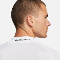 Nike Pro Ondershirt Hoge Hals Lange Mouwen Wit Zwart