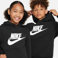 Nike Sportswear Club Big Logo Fleece Hoodie Kids Zwart Wit