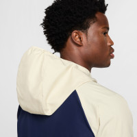 Survêtement Nike Sportswear Air entièrement zippé tissé bleu foncé beige rouge argent