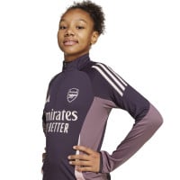 adidas Arsenal Trainingspak 1/4-Zip 2024-2025 Kids Donkerpaars Beige Paars