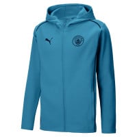 PUMA Manchester City Casuals Survêtement à Capuche Full-Zip 2024-2025 Bleu Clair Bleu Foncé