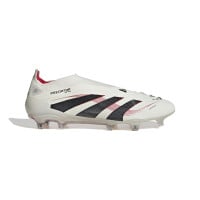 adidas Predator Elite Sans Lacets Gazon Naturel Chaussures de Foot (FG) Blanc Noir Rouge