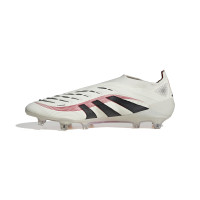 adidas Predator Elite Sans Lacets Gazon Naturel Chaussures de Foot (FG) Blanc Noir Rouge