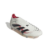 adidas Predator Elite Sans Lacets Gazon Naturel Chaussures de Foot (FG) Blanc Noir Rouge