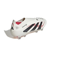 adidas Predator Elite Sans Lacets Gazon Naturel Chaussures de Foot (FG) Blanc Noir Rouge