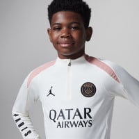 Nike Paris Saint-Germain x Jordan Strike Haut d'Entraînement 1/4-Zip 2024-2025 Enfants Blanc Cassé Rose Noir