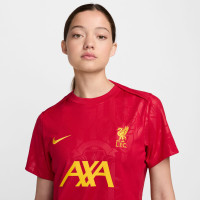 Nike Liverpool Pre-Match Trainingsshirt 2024-2025 Dames Rood Geel