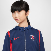 Nike Paris Saint-Germain Trainingspak Full-Zip Hooded 2024-2025 Kids Donkerblauw Rood