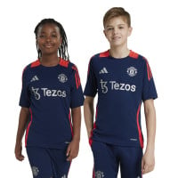 adidas Manchester United Ensemble Training 2024-2025 Enfants Bleu Foncé Rouge Argenté